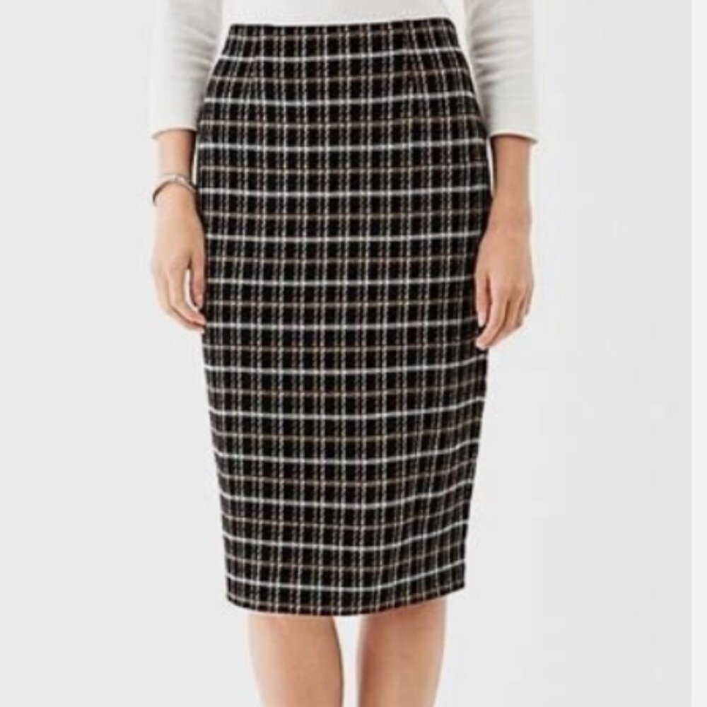 J. JILL Ponte Pencil Skirt Black Camel White Midi X-Small Petite Stretch Office